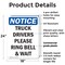 Signmission Truck Drivers Please Ring Bell And Wait OSHA Notice Sign, Plastic, 18in W x 24in L, 2PK OS-2PACK-NS-P-1824-V-16766 - alternate 3